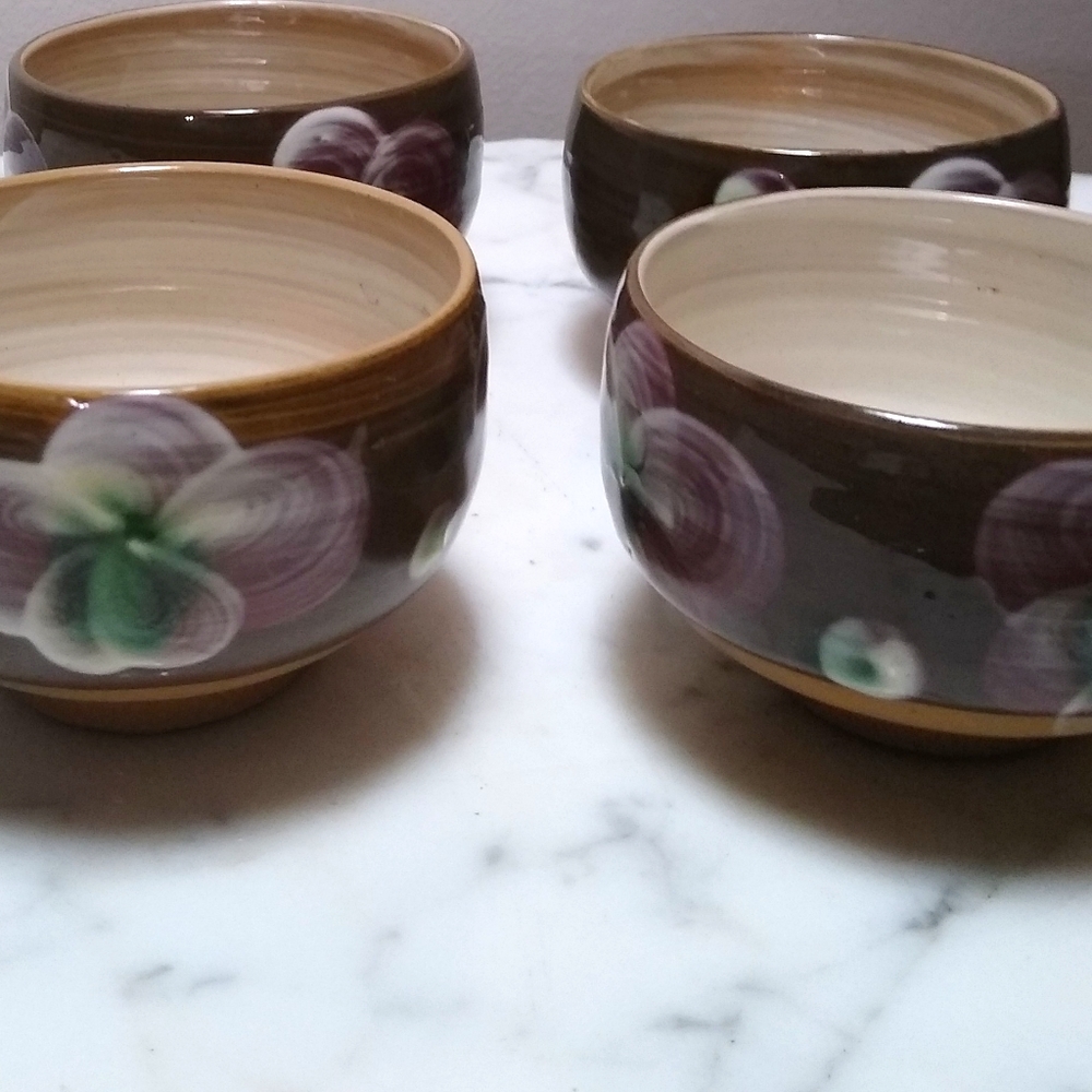 ENJOY SUBLIME TEA! Set of 4 Handpainted Vintage Mugs from Japan
